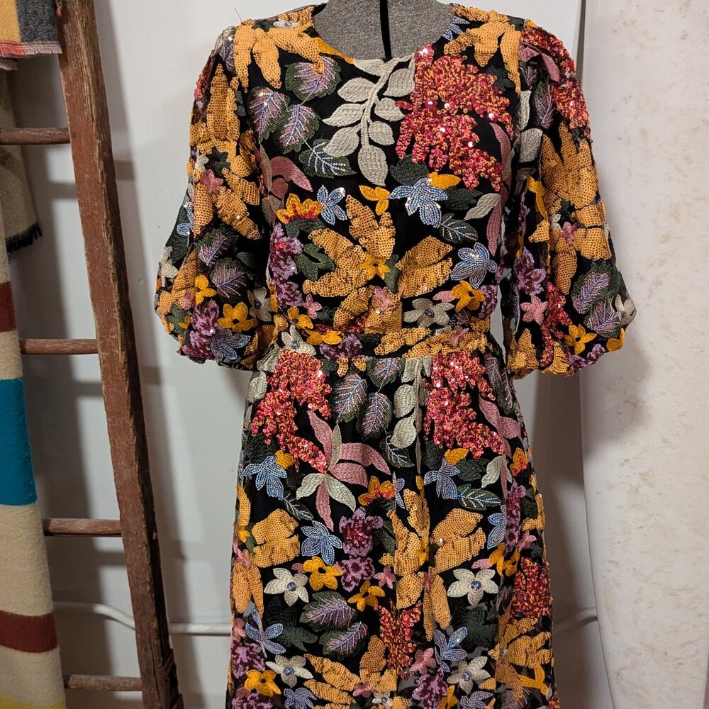 Floral sequin midi dress